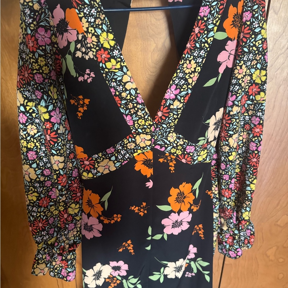 ASOS Floral Long Sleeve Dress - Black and Multicolor